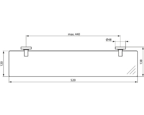 Dessin technique d''une étagère de salle de bain avec dimensions