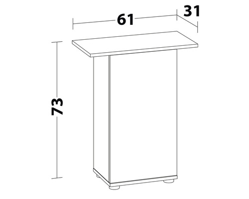 Schéma d''une table de bar mesurant 61 x 31 x 73 centimètres