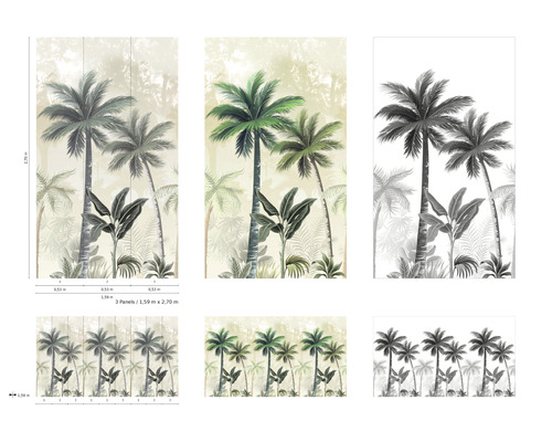 Papier peint photo avec motif de palmiers et plantes tropicales