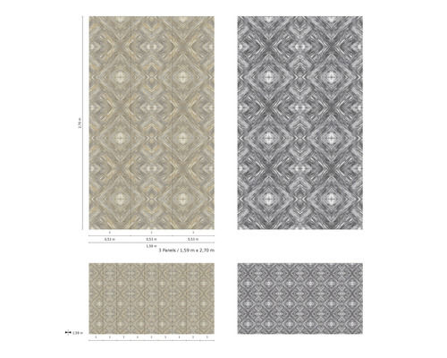 Papier peint photo avec motif losanges géométrique en deux variantes de couleur