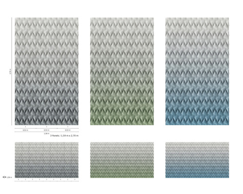 Verschiedenfarbige Tapetenpaneele mit geometrischem Muster