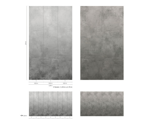 Papier peint avec structure béton et dimensions 1,59 mètre sur 2,70 mètres
