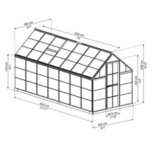 Schéma technique d''une serre avec dimensions