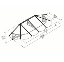Schéma technique d''un auvent de porte d''entrée avec dimensions