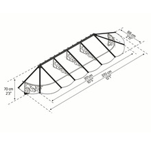 Dessin technique d''une structure d''auvent avec indications de dimensions.