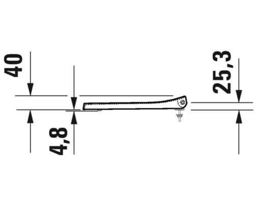 Technische Zeichnung eines WC-Sitz-Scharniers mit Maßangaben