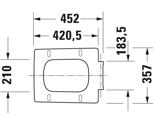 Dessin technique d''un siège de WC avec indications de dimensions