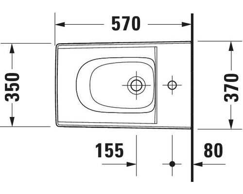 Schéma technique de toilettes suspendues avec dimensions