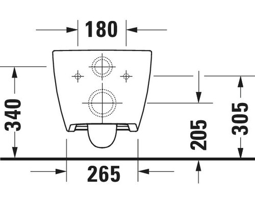Schéma technique d''un WC suspendu avec dimensions.