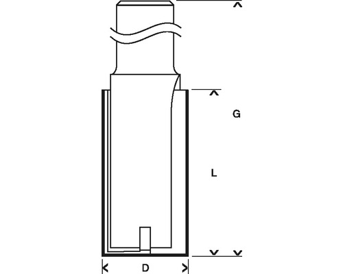 Dimensions d''un outil, désignées par les lettres G, L et D.