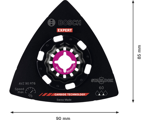 Bosch Expert AVZ 90 RT6 Plateau de ponçage multi-matériaux avec fixation Starlock, 90 x 85 mm