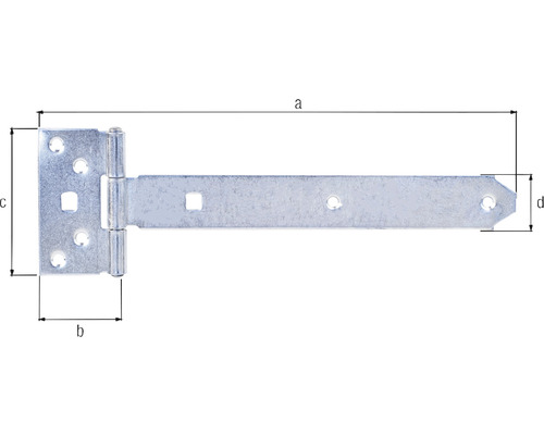 Ferrures en T avec indication de la taille