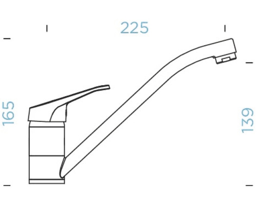 Dessin technique d''un robinet de cuisine avec dimensions.