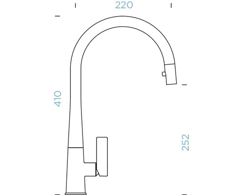 Dessin technique d''un robinet de cuisine avec dimensions