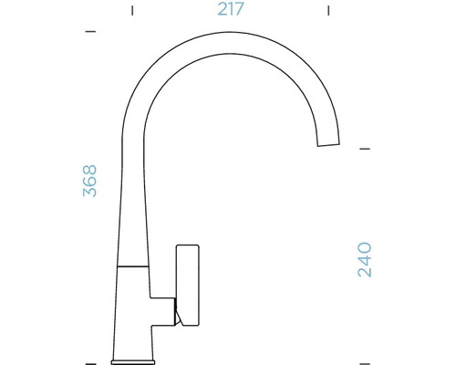 Dessin d''un robinet de cuisine avec dimensions.