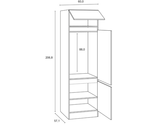 Dessin technique d''une armoire avec dimensions.