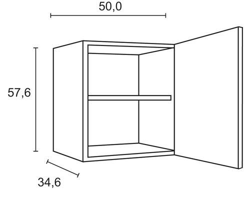 Dessin d''une armoire suspendue avec dimensions