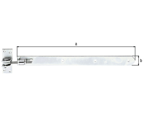 Espagnolette réglable avec les dimensions a et b.