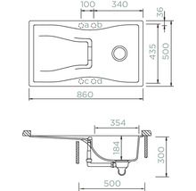 Spüle SCHOCK Waterfall D-100 860 x 500 mm silverstone WATD100USIL1