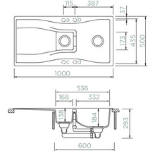 Évier Schock Waterfall D-150 1000 x 500 mm magma WATD150AMAG1 avec égouttoir