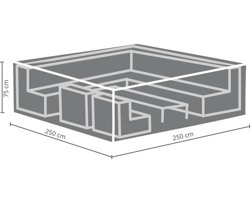 Abdeckung für Loungegruppe, circa 250 cm Länge, circa 250 cm Breite und circa 75 cm Höhe