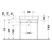 Dessin technique d''un lavabo avec dimensions