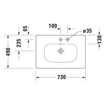 Dessin technique d''un lavabo avec indications de mesure