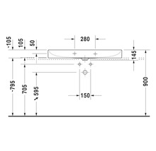 Schéma technique d''un lavabo avec dimensions