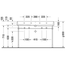 Schéma technique d''un lavabo avec dimensions