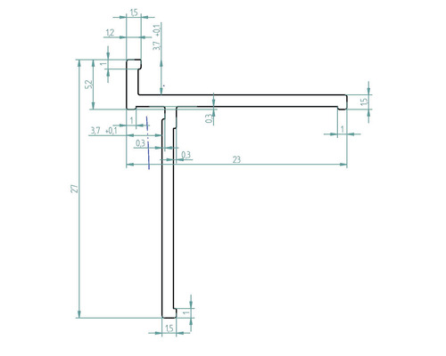 Dessin technique d''un profilé avec cotes