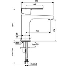 Schéma technique d''un robinet avec dimensions