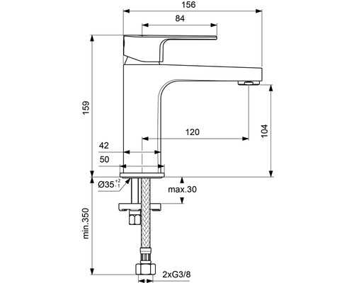 Schéma technique d''un robinet avec dimensions
