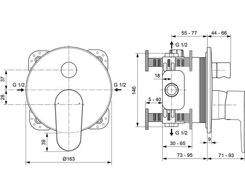 Dessin technique d''un robinet avec cotes