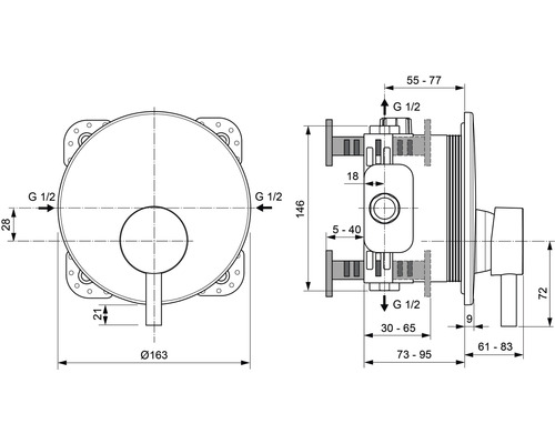 Dessin technique d''un robinet avec indications de dimensions