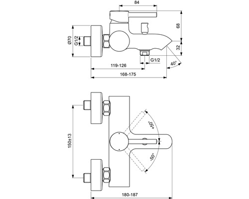 Dessin technique d''un robinet avec dimensions
