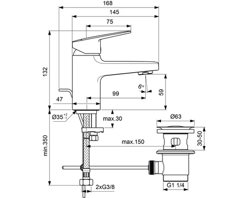 Dessin technique d''un robinet avec mesures