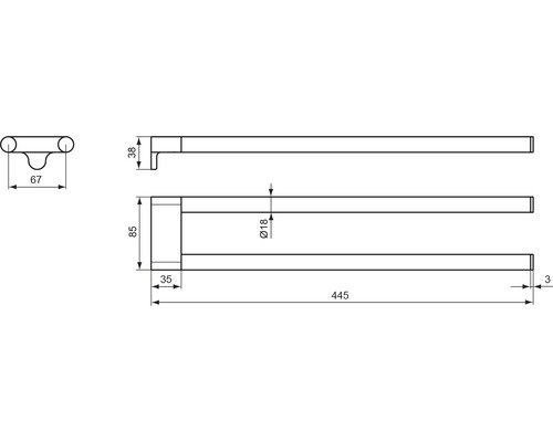 Dessin technique d''un porte-serviettes avec dimensions