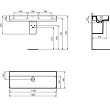 Lavabo Ideal Standard Strada II 120 x 43 cm blanc brillant T364101