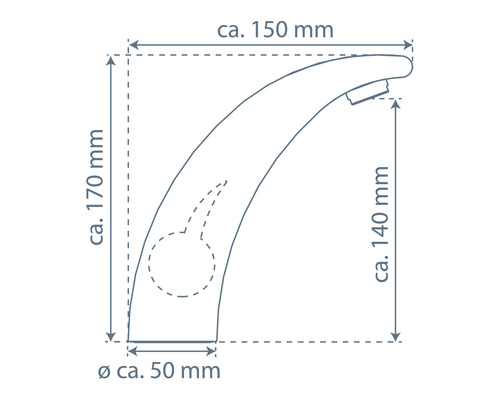 Dessin technique d''un robinet avec indications de dimensions.