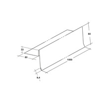 Dessin technique d''un profilé de bord de toit de 1000 millimètres de long