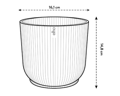 Pot de fleurs Elho mesurant 16,1 cm de large et 14,8 cm de haut