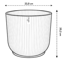 Image d''un pot de fleurs Elho mesurant 22,0 cm de large et 20,2 cm de haut.