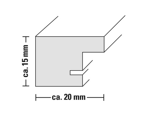 Section de moulure profilée d''environ 15 x 20 millimètres