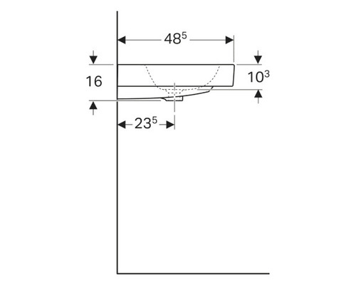 Dessin d''un lavabo avec indications de dimensions