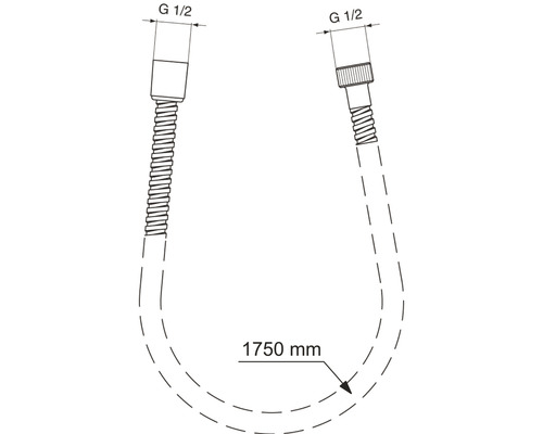 Flexschlauch mit einer Länge von 1750 mm und einem G 1/2 Anschluss