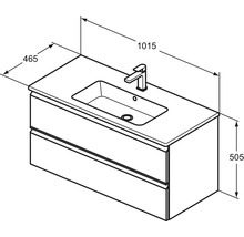 Dessin d''un meuble sous-vasque avec dimensions.