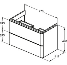 Dessin technique d''un meuble sous-lavabo avec dimensions