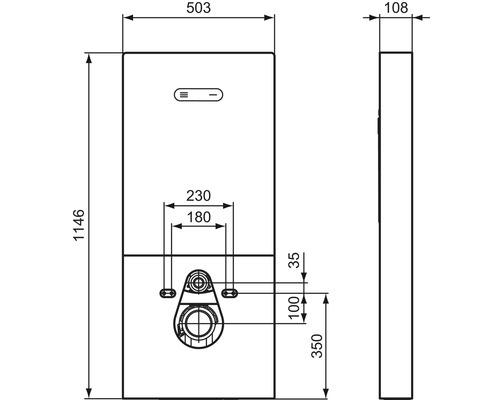 Schéma technique d''un réservoir de chasse d''eau avec indications de dimensions