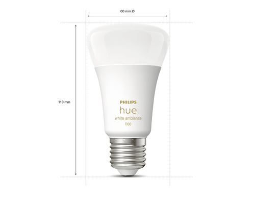 Philips Hue White Ambiance 1100 Lampe, 110 Millimeter hoch und 60 Millimeter Durchmesser