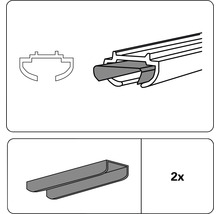Illustration von Dichtungsprofilen und Montagezubehör, zwei Stück